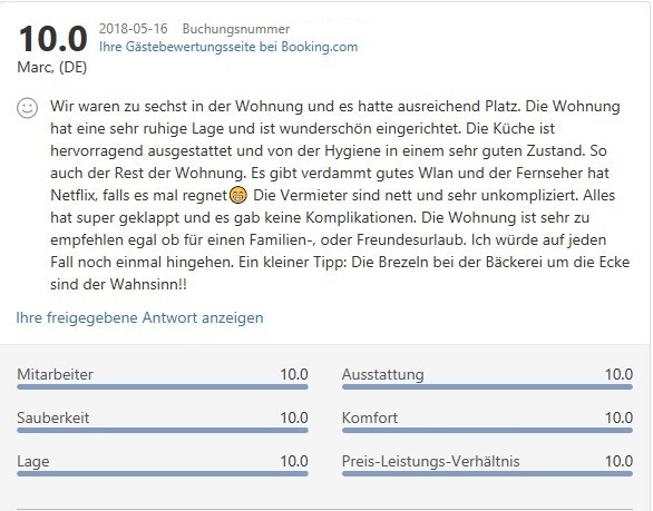 Gästebewertung Ferienwohnung Bodensee Heiligenberg Booking.com