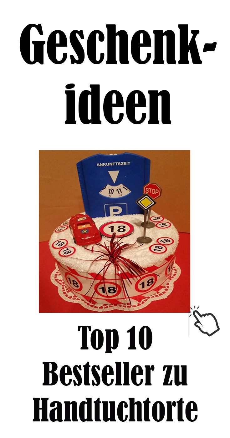 Geburtstagstorte zum 18.Geburtstag als Grundlage zum Geldgeschenk für Auto oder Führerschein **bestehend aus:** 2 weißen Handtücher 50x100cm umrandet mit einem 18.Band auf einer mit Spitzenpapier belegten Tortenplatte (aus Pappe) **dekoriert mit** kleinen 18.Deko-Schildern einem Deko-Auto je nach Verfügbarkeit aber immer passend zum Design Deko Verkehrsschilder einer echten Parkscheibe Deko-Palmwedler Alles ist selbstverständlich Die Torte wird von uns noch in Cellophan Folie verpackt und mit Schleifenband dekoriert. Handtuchtorte Geschenk günstig kaufen.